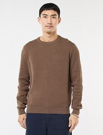 Jersey de punto fantasía con cuello redondo