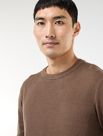 Jersey de punto fantasía con cuello redondo