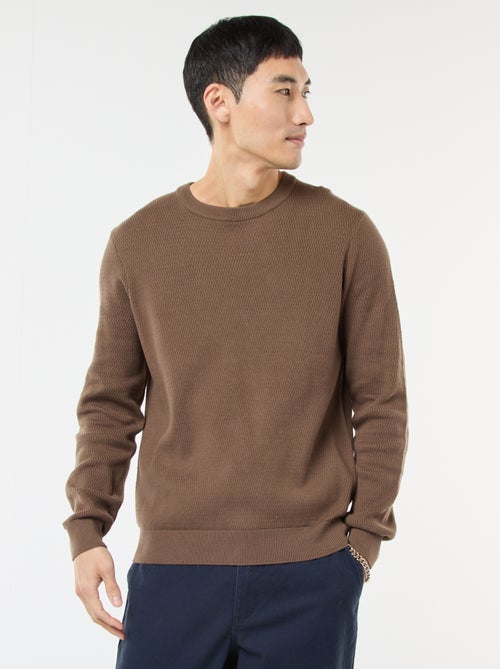 Jersey de punto fantasía con cuello redondo - Kiabi