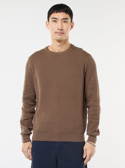 Jersey de punto fantasía con cuello redondo - Kiabi