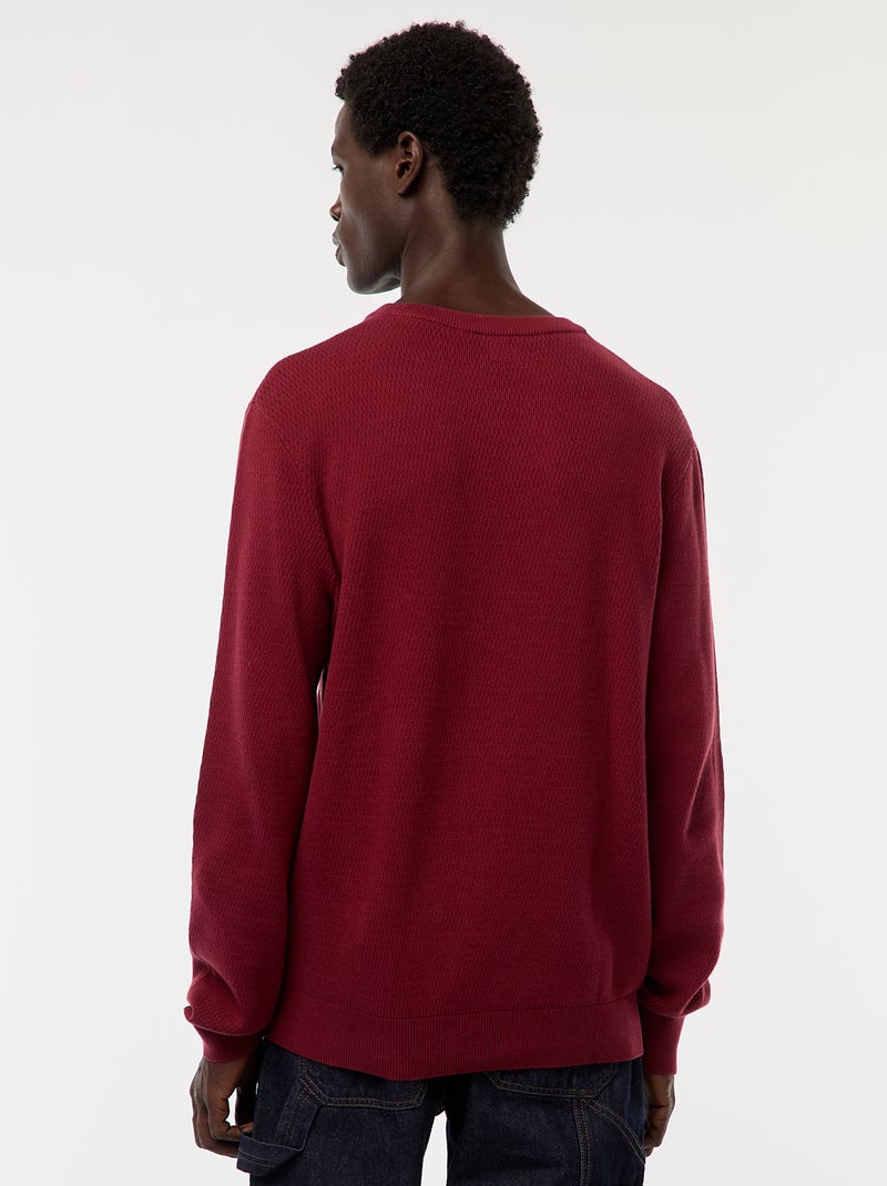 Jersey de punto fantasía con cuello redondo Rojo - Kiabi