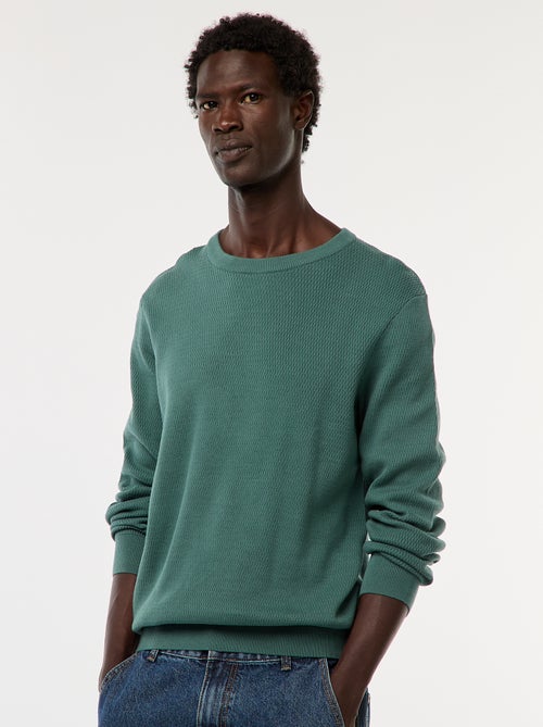 Jersey de punto fantasía con cuello redondo - Kiabi