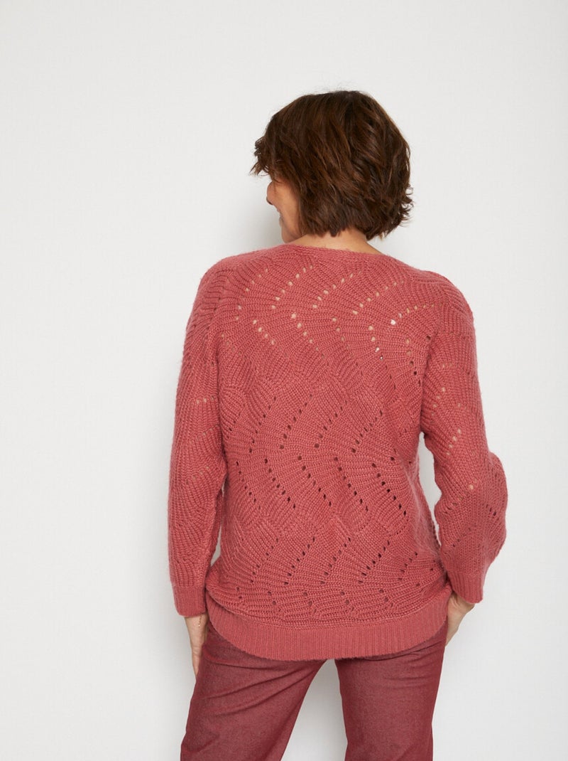 Jersey de punto fantasía con mangas murciélago - Afibel Rosa - Kiabi