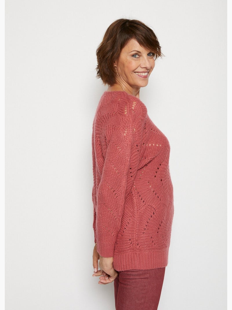 Jersey de punto fantasía con mangas murciélago - Afibel Rosa - Kiabi