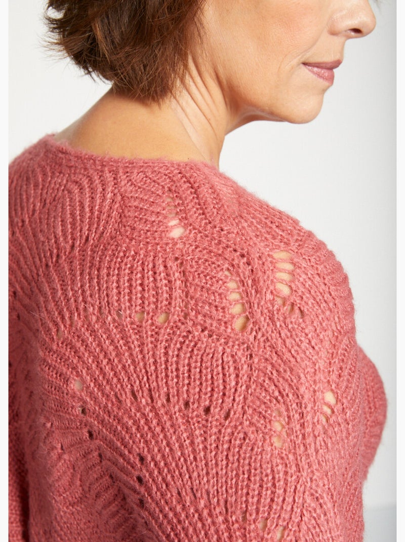 Jersey de punto fantasía con mangas murciélago - Afibel Rosa - Kiabi