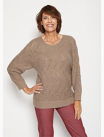 Jersey de punto fantasía con mangas murciélago - Afibel