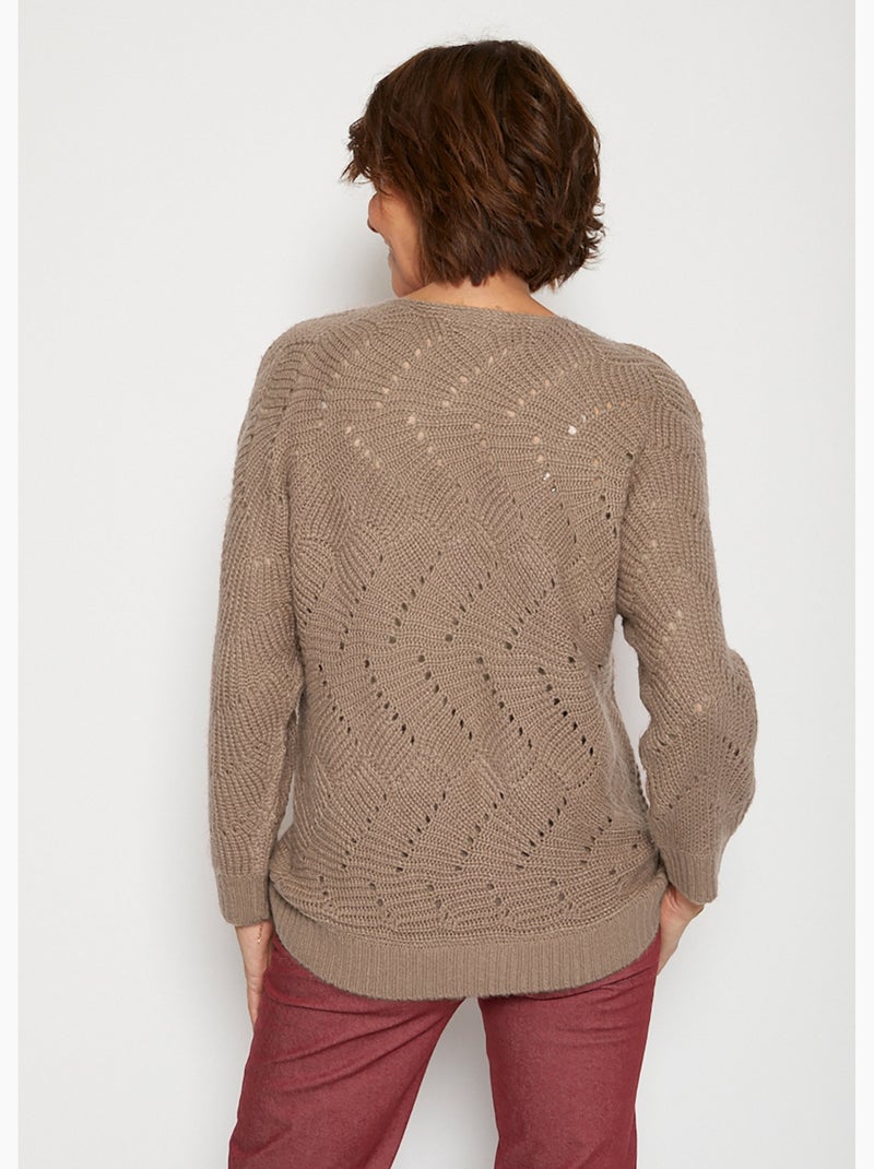Jersey de punto fantasía con mangas murciélago - Afibel Taupe - Kiabi