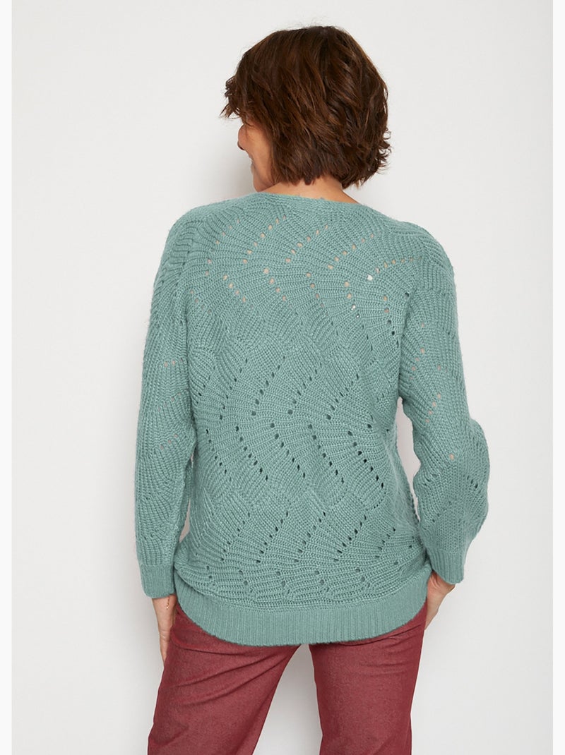 Jersey de punto fantasía con mangas murciélago - Afibel Verde - Kiabi