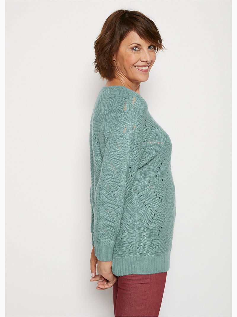 Jersey de punto fantasía con mangas murciélago - Afibel Verde - Kiabi