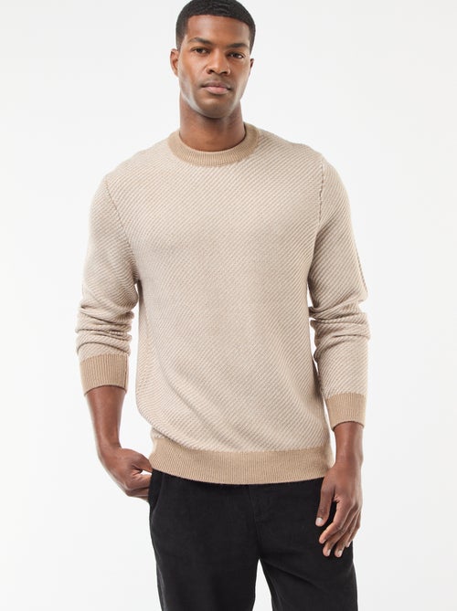 Jersey de punto fantasía cuello redondo - Kiabi