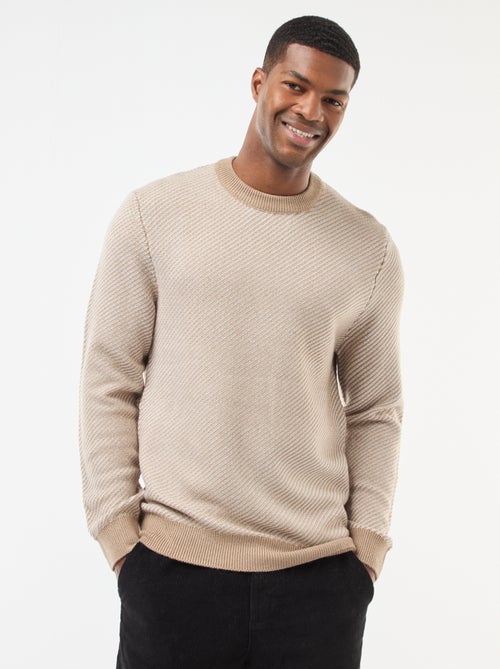 Jersey de punto fantasía cuello redondo - Kiabi