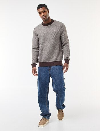 Jersey de punto fantasía cuello redondo