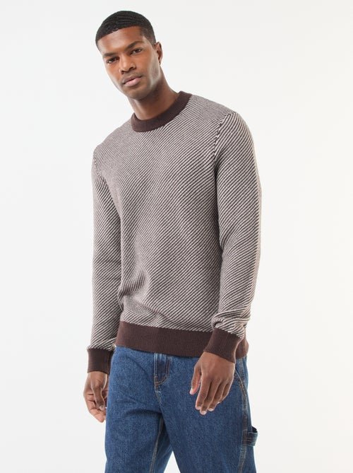 Jersey de punto fantasía cuello redondo - Kiabi