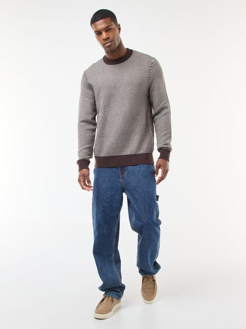 Jersey de punto fantasía cuello redondo - Kiabi