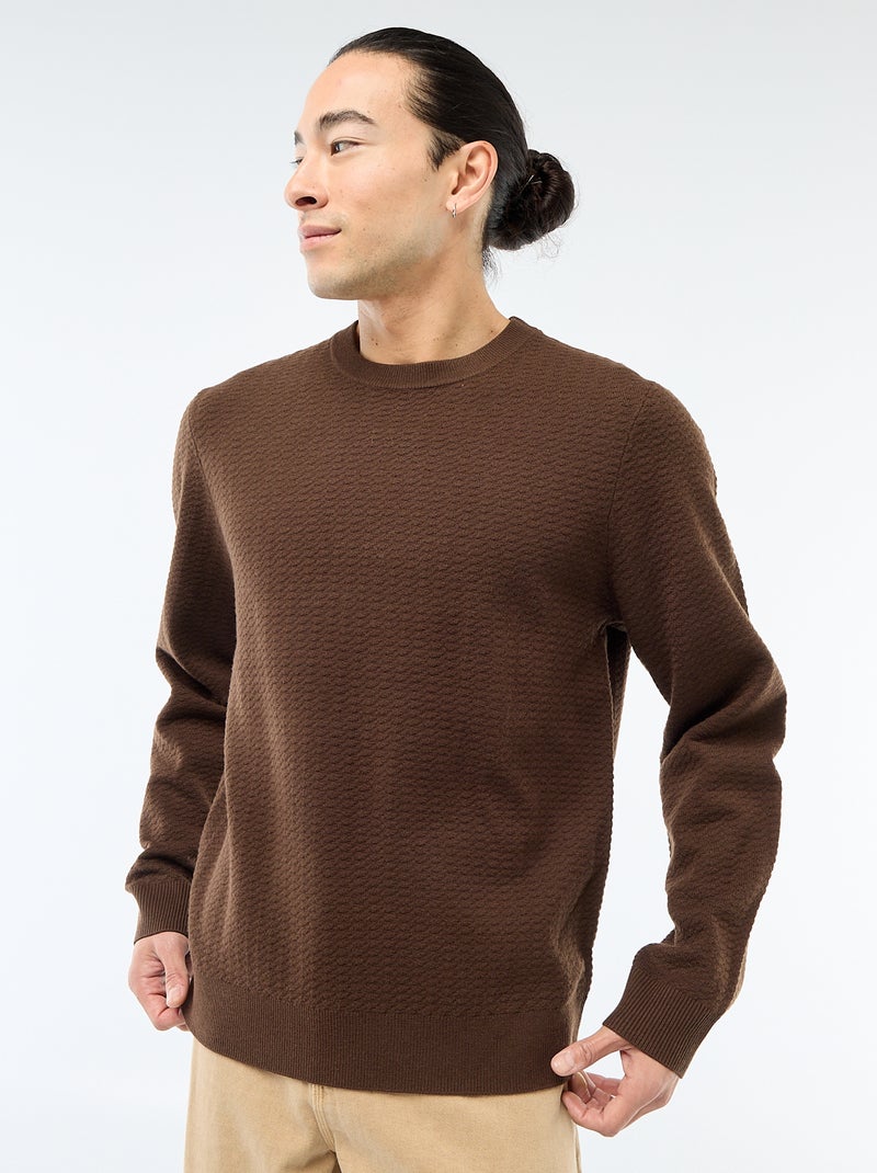 Jersey de punto fantasía Marron - Kiabi