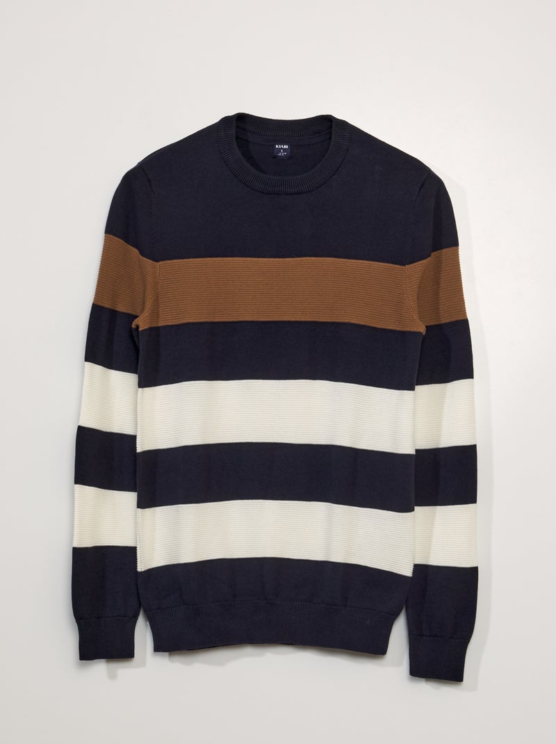 Jersey de punto fino a rayas AZUL - Kiabi