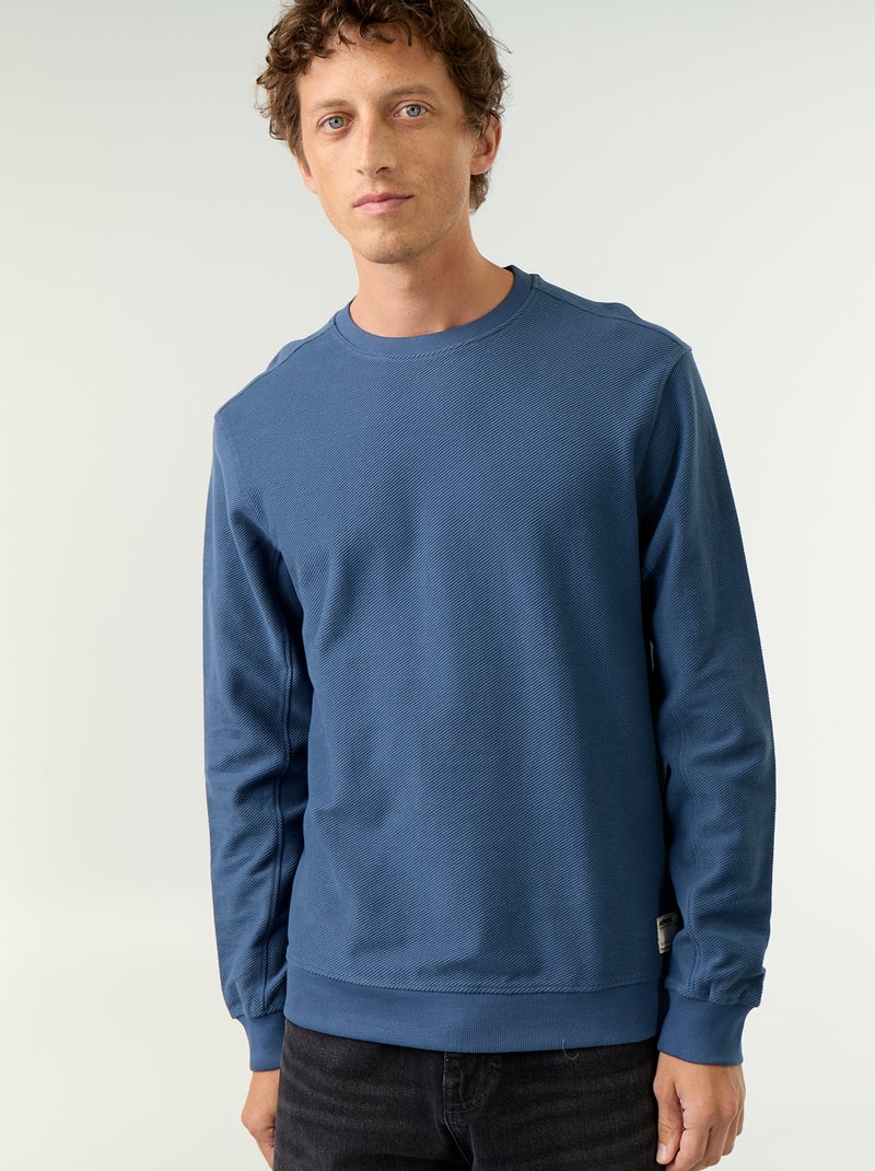 Jersey de punto fino acanalado Azul - Kiabi