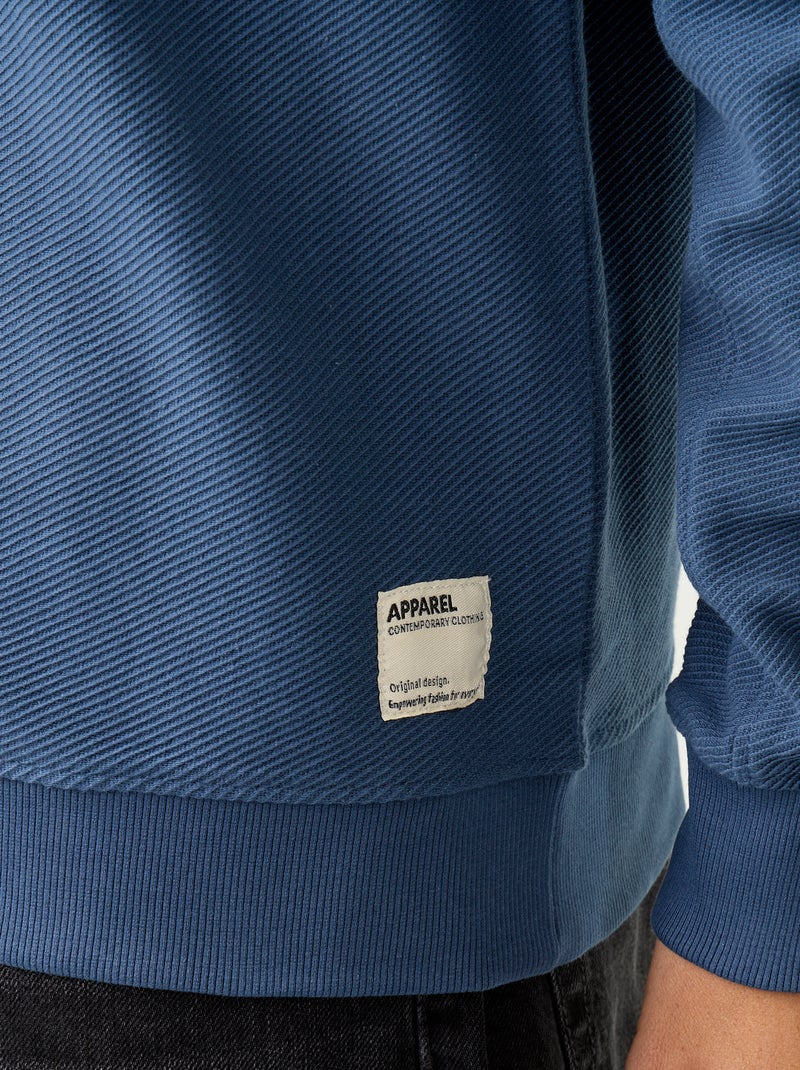 Jersey de punto fino acanalado Azul - Kiabi