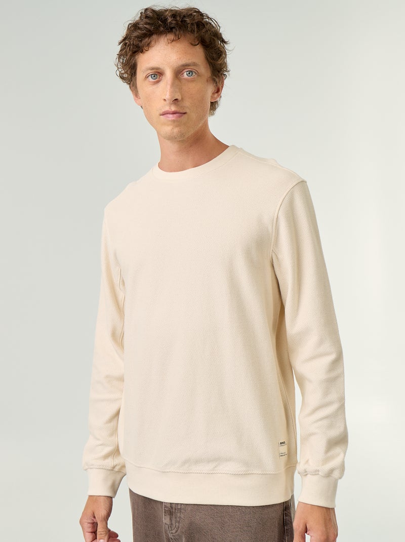 Jersey de punto fino acanalado Blanco - Kiabi