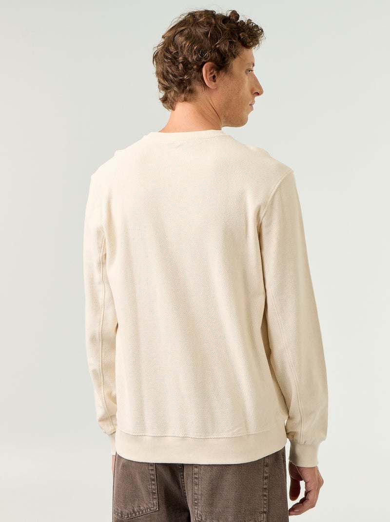 Jersey de punto fino acanalado Blanco - Kiabi