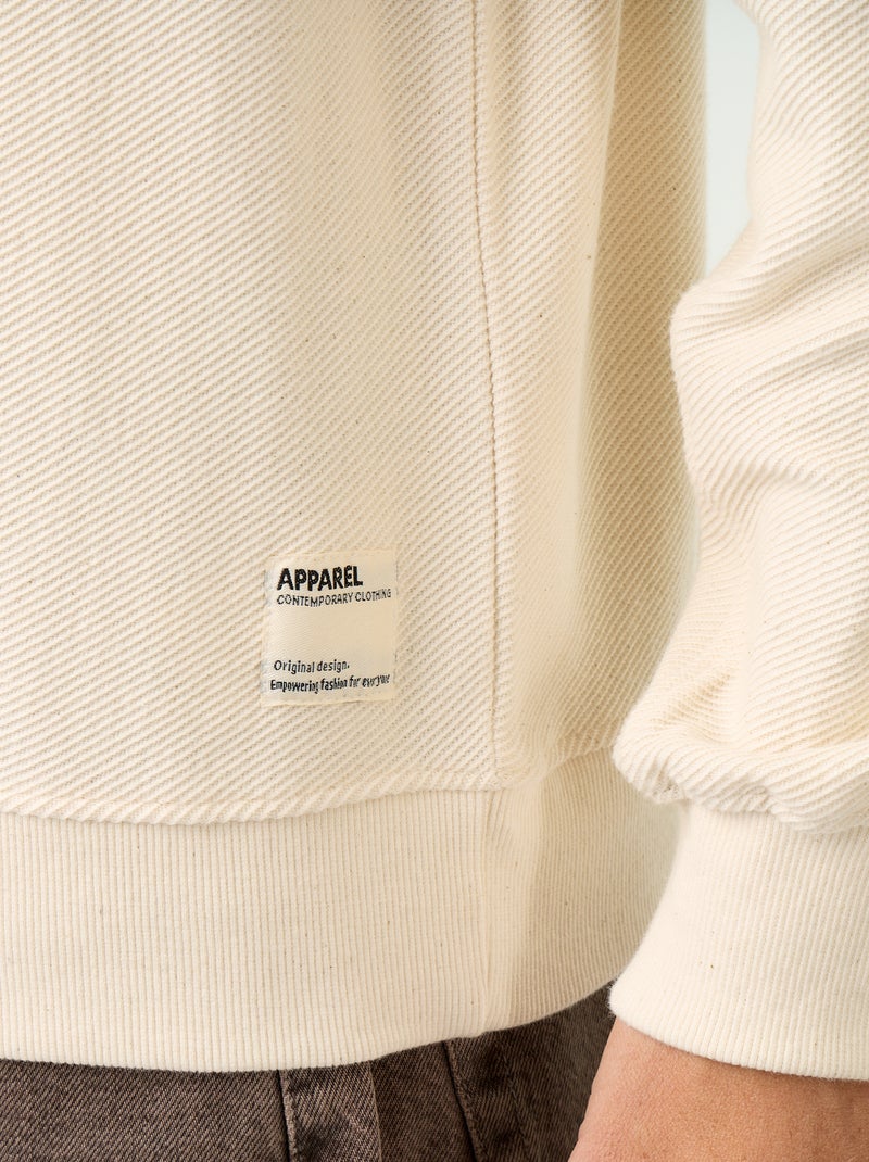 Jersey de punto fino acanalado Blanco - Kiabi