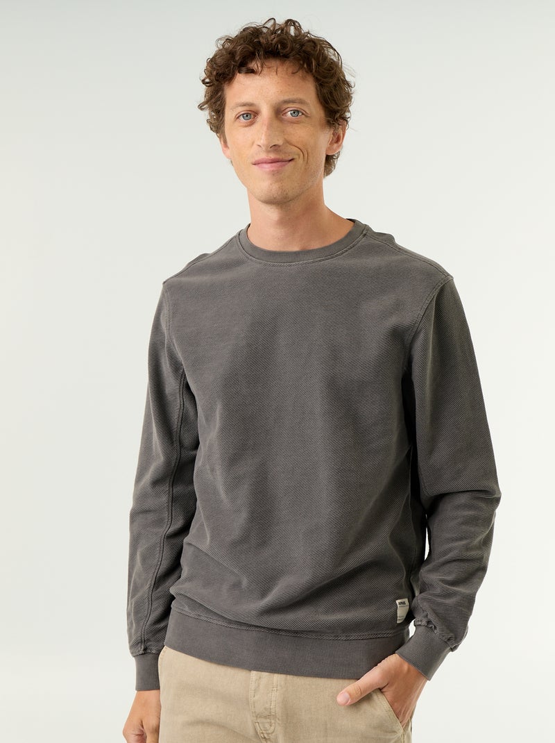 Jersey de punto fino acanalado Gris - Kiabi