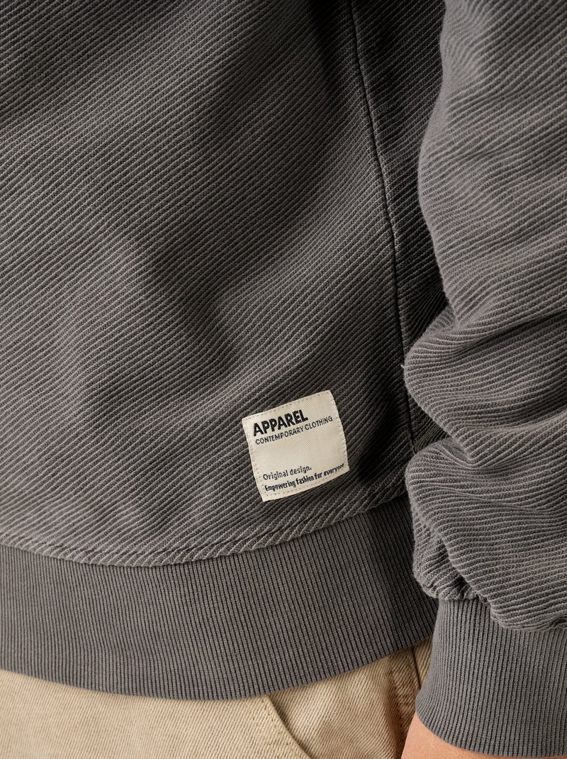 Jersey de punto fino acanalado Gris - Kiabi