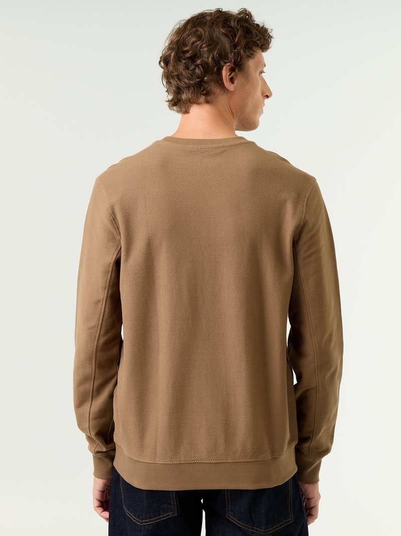 Jersey de punto fino acanalado Marron - Kiabi
