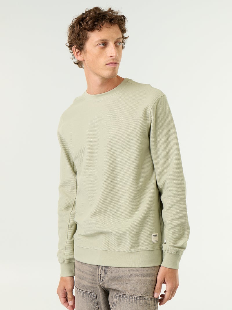 Jersey de punto fino acanalado Verde - Kiabi