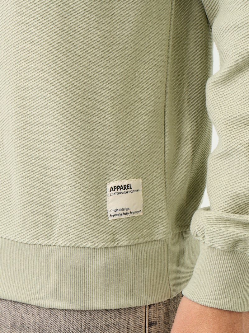 Jersey de punto fino acanalado Verde - Kiabi