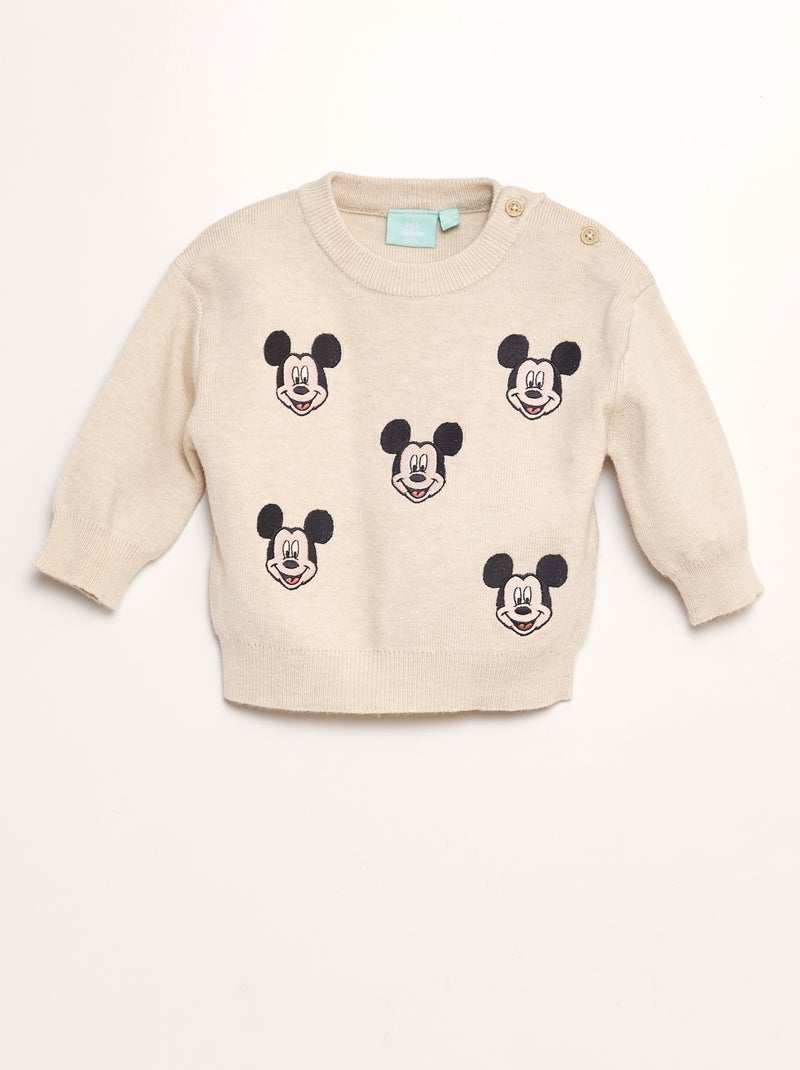 Jersey de punto fino bordado 'Mickey' BEIGE - Kiabi