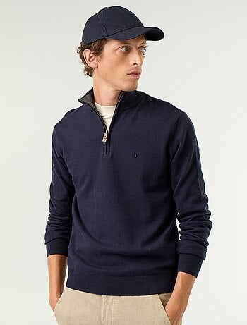 Jersey de punto fino con cuello alto de cremallera