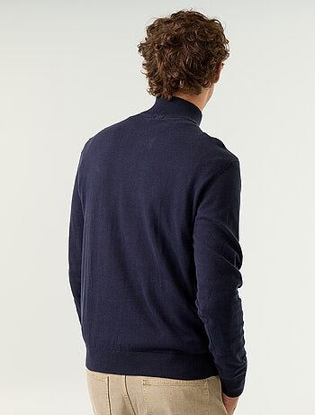 Jersey de punto fino con cuello alto de cremallera