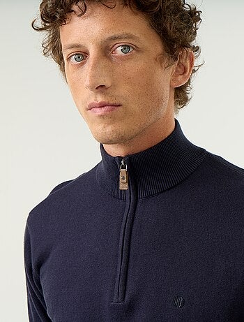 Jersey de punto fino con cuello alto de cremallera