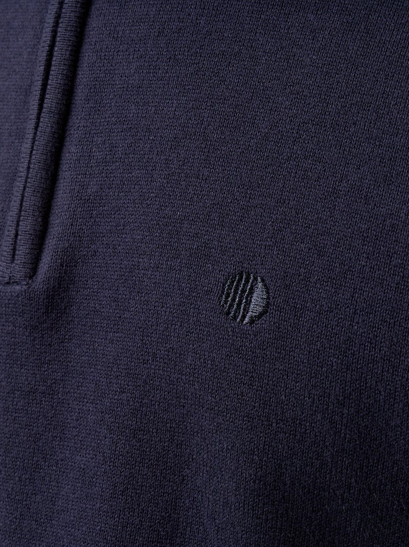 Jersey de punto fino con cuello alto de cremallera Azul - Kiabi