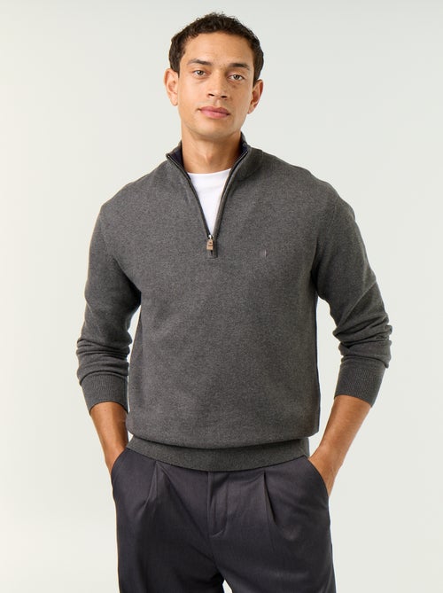 Jersey de punto fino con cuello alto de cremallera - Kiabi Jersey de punto fino con cuello alto de cremallera - Kiabi