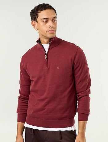 Jersey de punto fino con cuello alto de cremallera