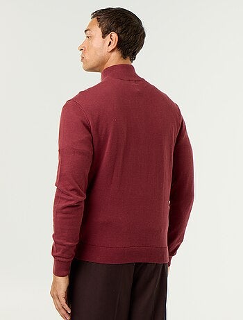 Jersey de punto fino con cuello alto de cremallera