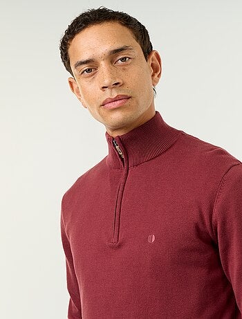 Jersey de punto fino con cuello alto de cremallera
