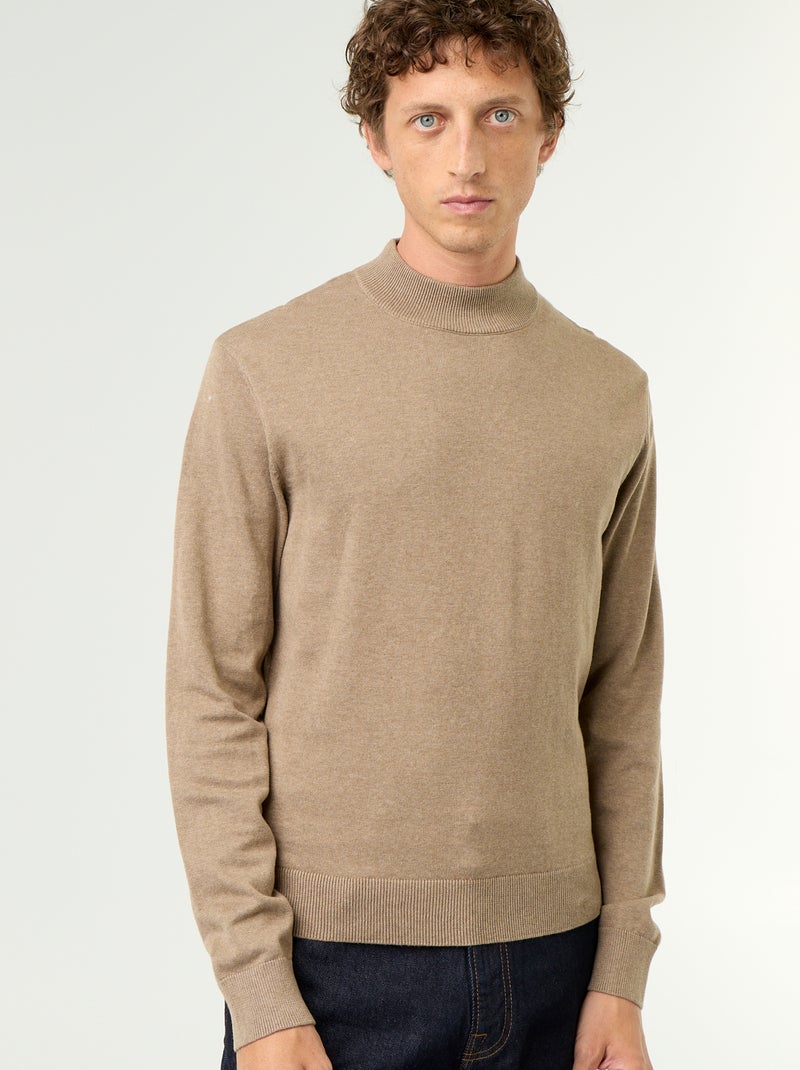 Jersey de punto fino con cuello alto Marron - Kiabi