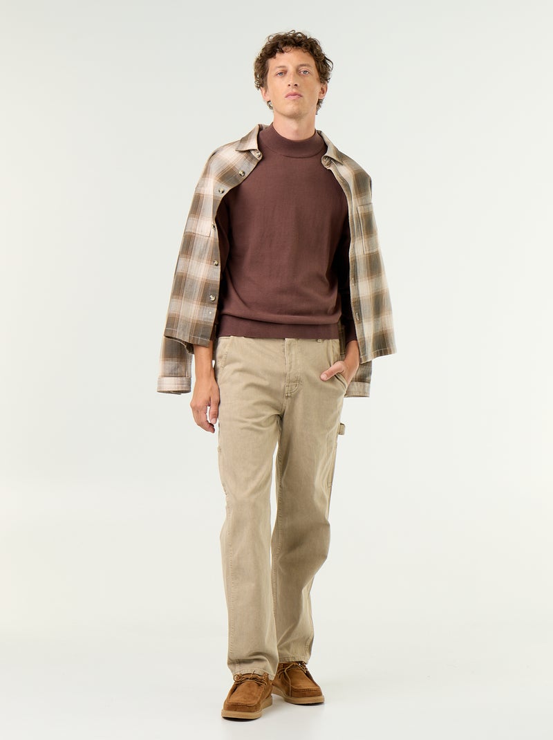 Jersey de punto fino con cuello alto Marron - Kiabi
