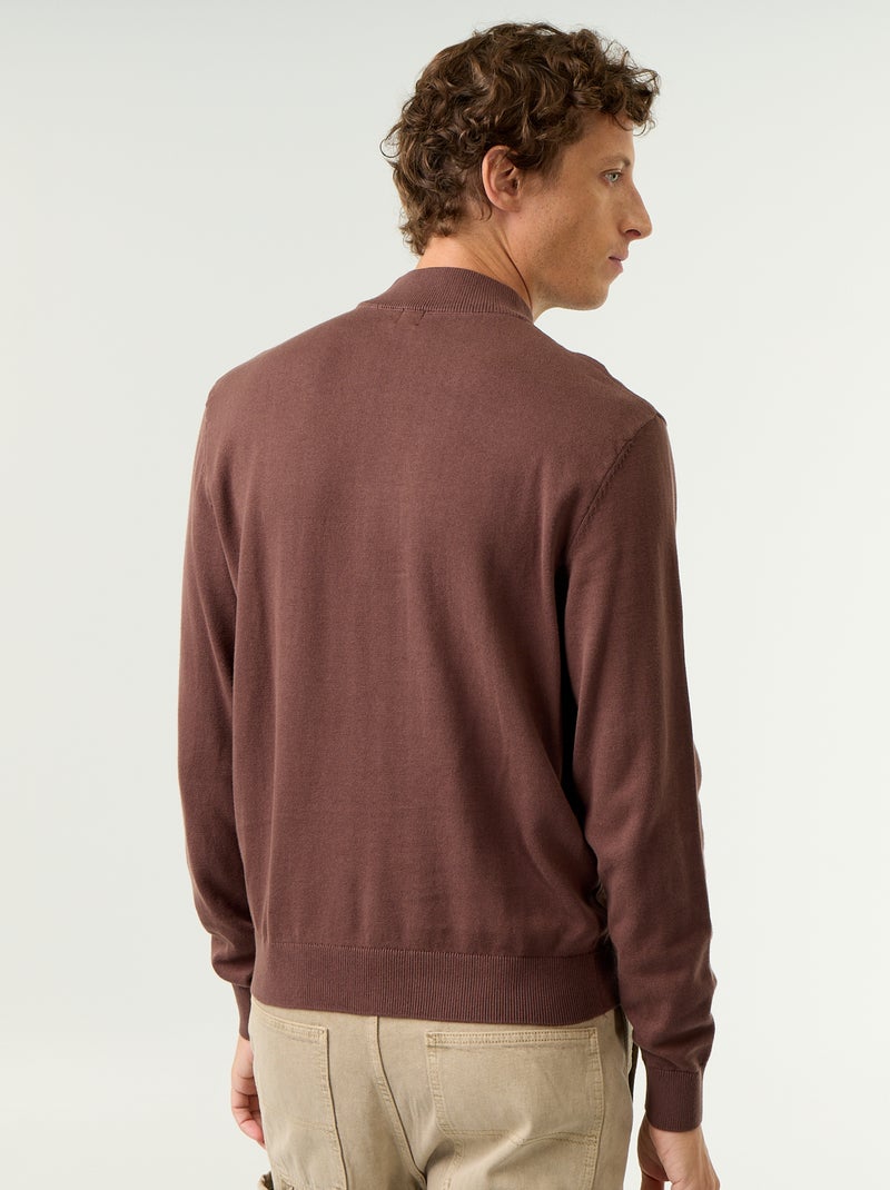 Jersey de punto fino con cuello alto Marron - Kiabi