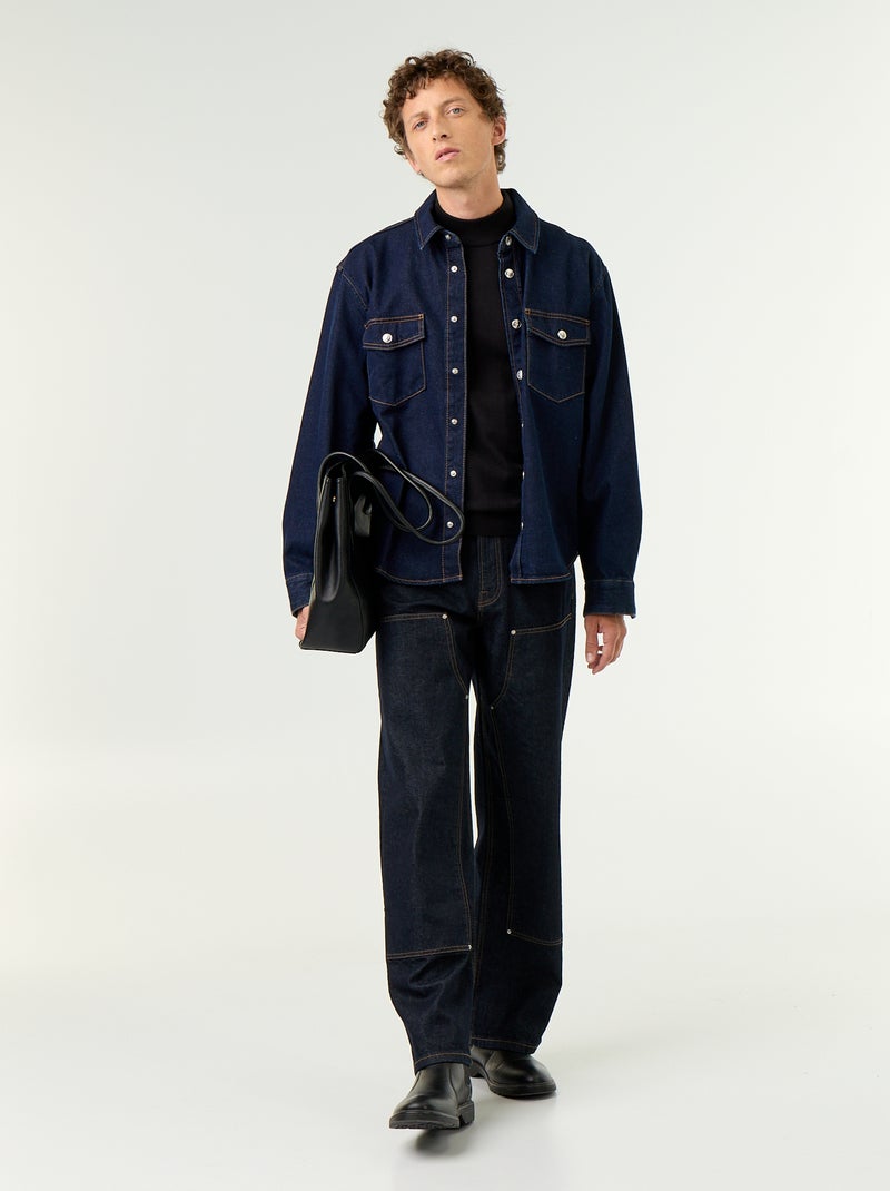 Jersey de punto fino con cuello alto Negro - Kiabi