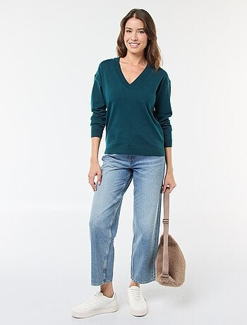 Jersey de punto fino con cuello en V