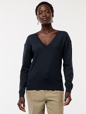 Jersey de punto fino con cuello de pico