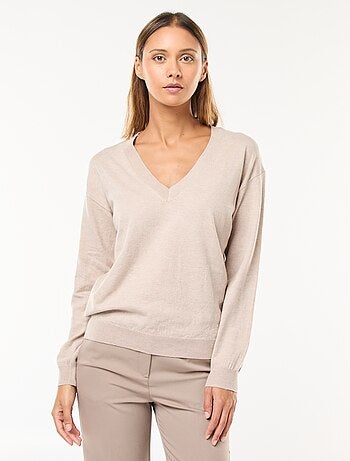 Jersey de punto fino con cuello de pico