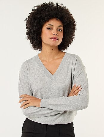 Jersey de punto fino con cuello en V