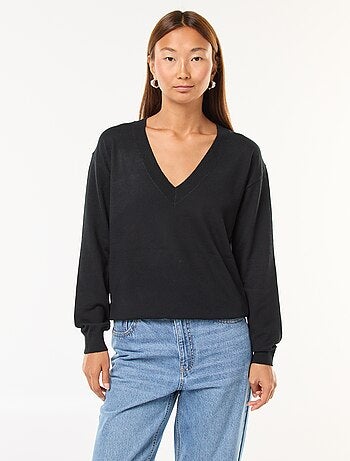Jersey de punto fino con cuello de pico
