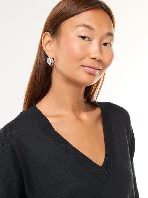 Jersey de punto fino con cuello de pico - Kiabi