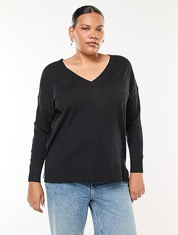 Jersey de punto fino con cuello en V